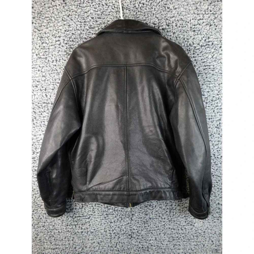 Banana Republic Men's Black Leather Jacket Size 38 Korea Made‎ Vintage Bomber